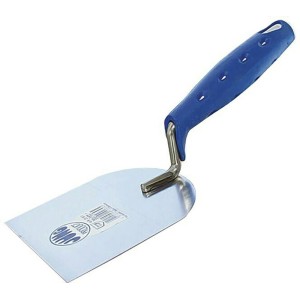 Jung Product Stukkateurspachtel, 100 mm, rostfreier Edelstahl mit blauem Softgriff.