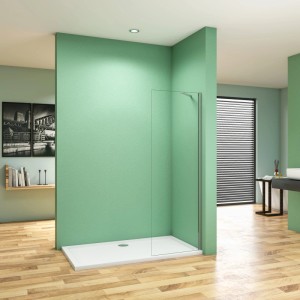 AICA Walk-In Duschkabine mit 8mm ESG Glas und Stabilisator, ohne Duschtasse.