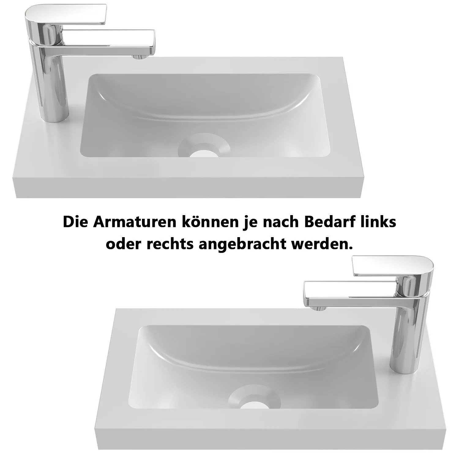 AICA Waschtisch Silvia, 45 cm, mit Unterschrank, Armatur links oder rechts montierbar.