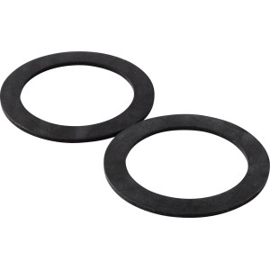 Zwei schwarze KÖRO EPDM Dichtungsringe, 46x62x2 mm, für 1 1/2" Verschraubungen.