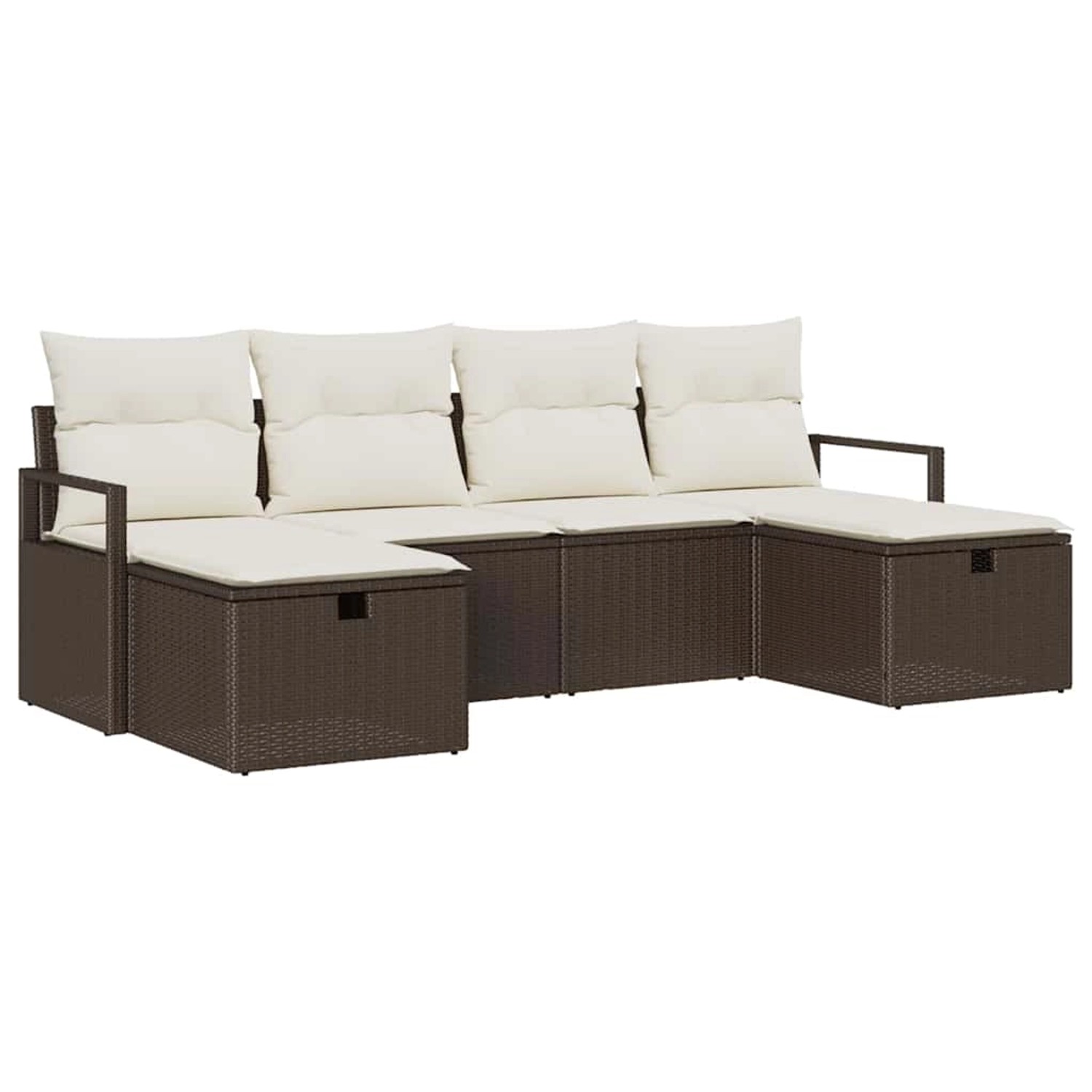 vidaXL Garten-Sofa-Set mit Kissen mit Speicher 6-Tlg Braun Poly Rattan 3360 günstig online kaufen