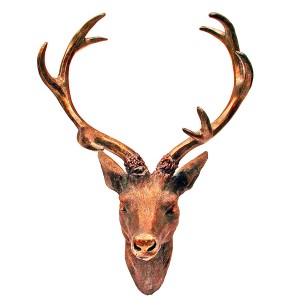 XL Hirschkopf Geweih in Bronze Optik, detailreiche Deko für die Wand.