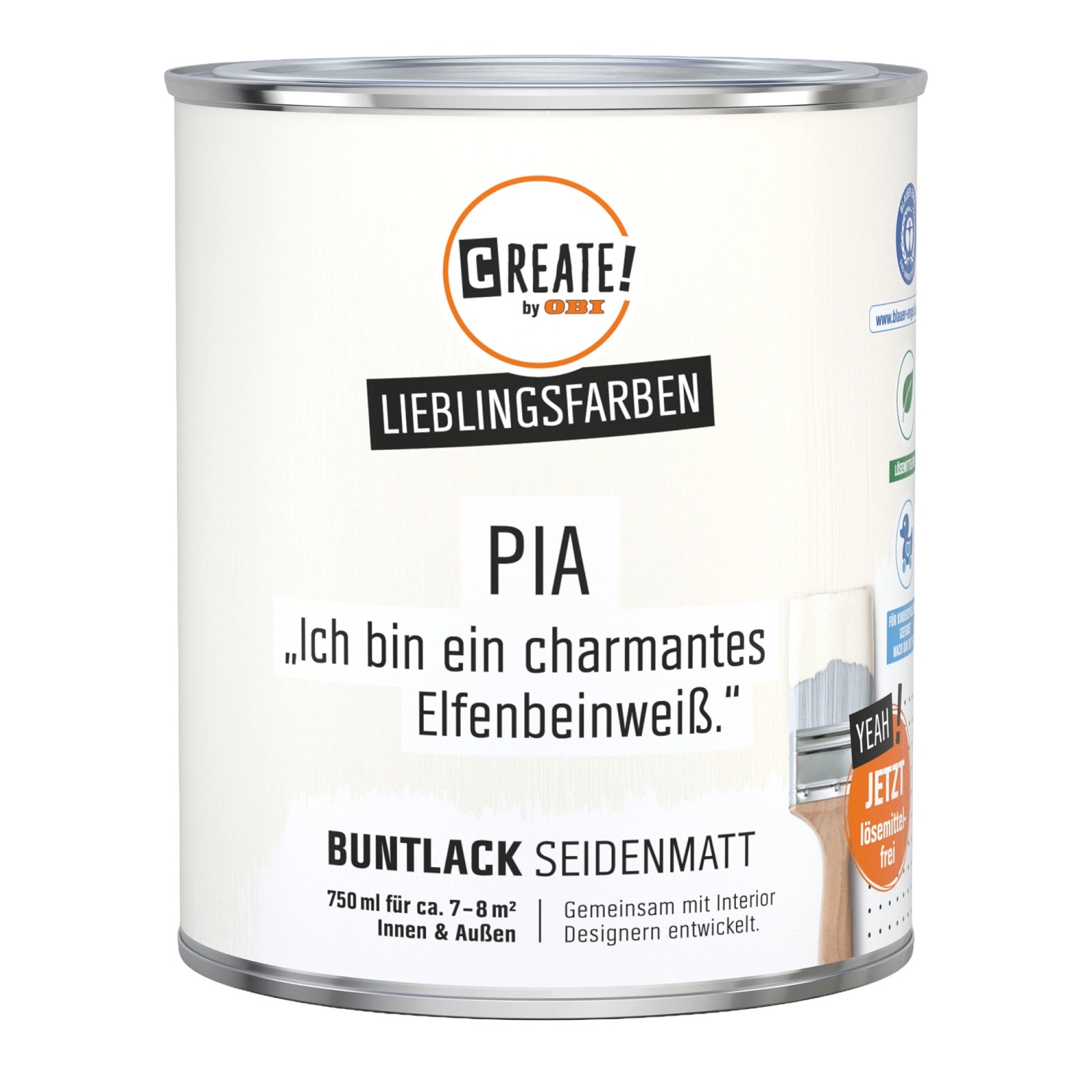 CREATE! by OBI Buntlack Lieblingsfarbe Pia Elfenbeinweiß Seidenmatt 0,75 l