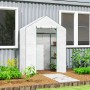 Outsunny Gewächshaus mit Rolltür, 143x74x190 cm, im Garten. Begehbares Foliengewächshaus mit Pflanzen.