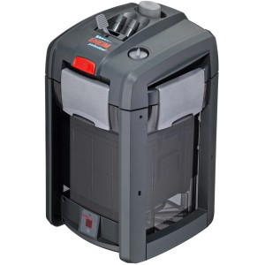 Eheim Außenfilter Professionel 4+ 250T für Aquarien, grauer Filter mit transparenten Behältern.