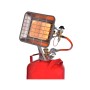 Firefix Gas-Heizstrahler Easy 4,4 kW auf roter Gasflasche. Heizgerät für Werkstatt, Camping & Baustelle.