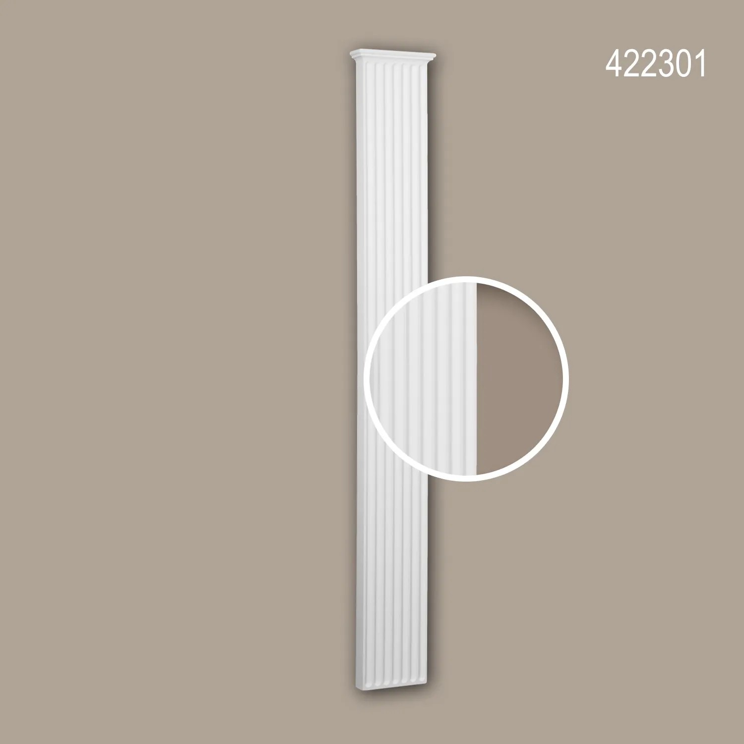 Weißer PROFHOME Pilaster Schaft 422301 aus Polyurethan, 220 cm hoch, für Fassaden.