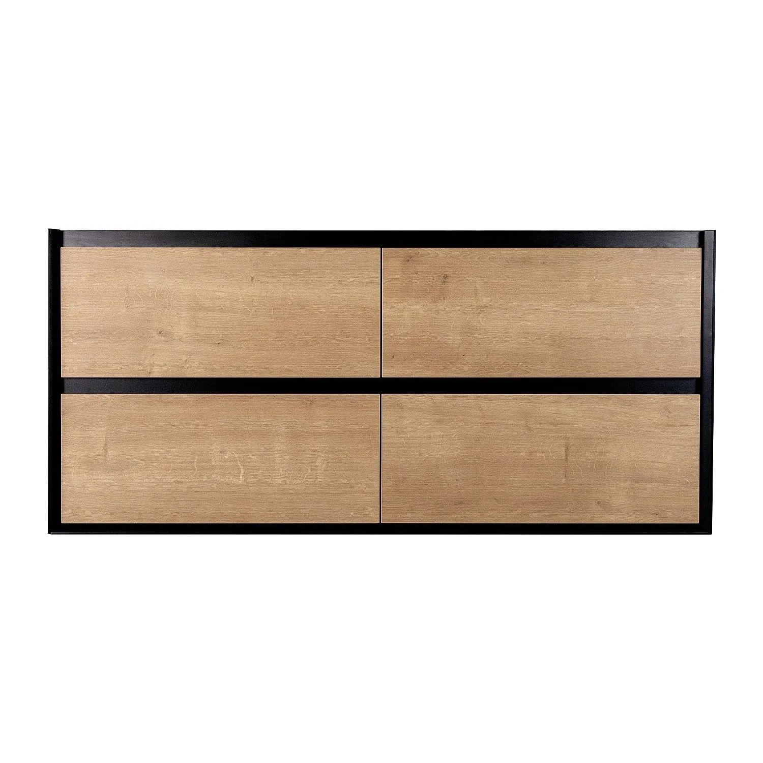 Vente-unique Waschbeckenunterschrank Lannick Schwarz  Naturfarben Hell 120 cm