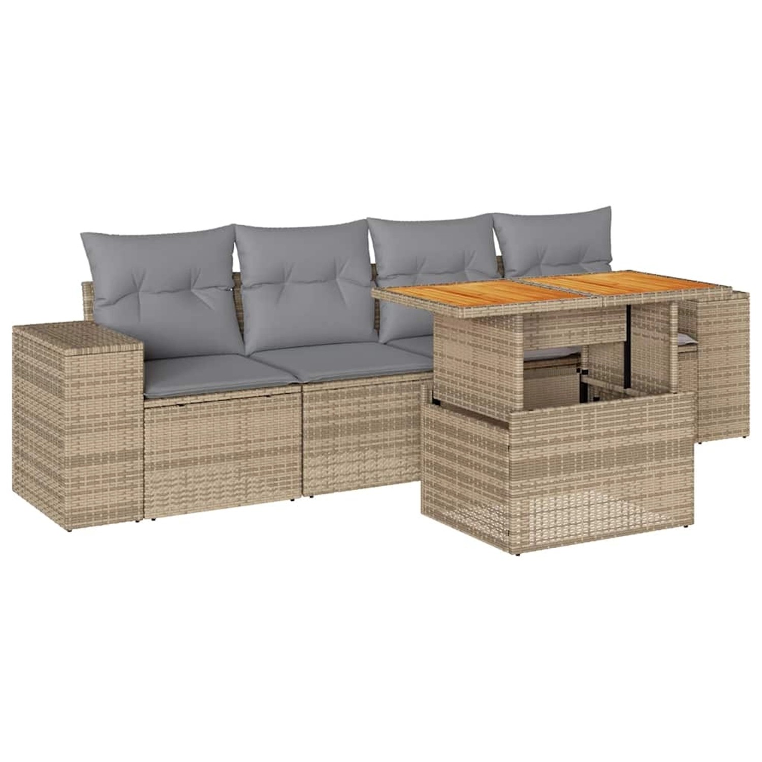 vidaXL 5-Tlg Garten-Sofagarnitur mit Kissen Beige Poly Rattan 3327321 günstig online kaufen