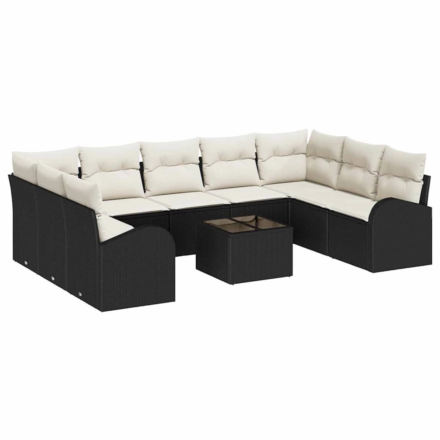 vidaXL Garten-Sofa-Set mit Kissen 10-Tlg Schwarz Weiß Poly Rattan 3354876 günstig online kaufen