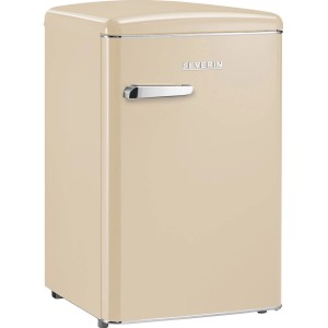 Severin Tischkühlschrank RKS 8833 im Retro-Design, creme-farbener Minikühlschrank mit Chromgriff.