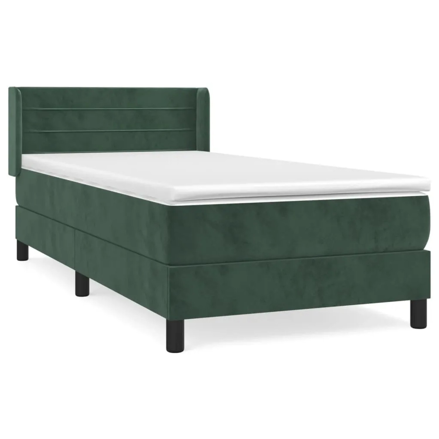 vidaXL Boxspringbett mit Matratze Dunkelgrün 80x200 cm Samt1537193