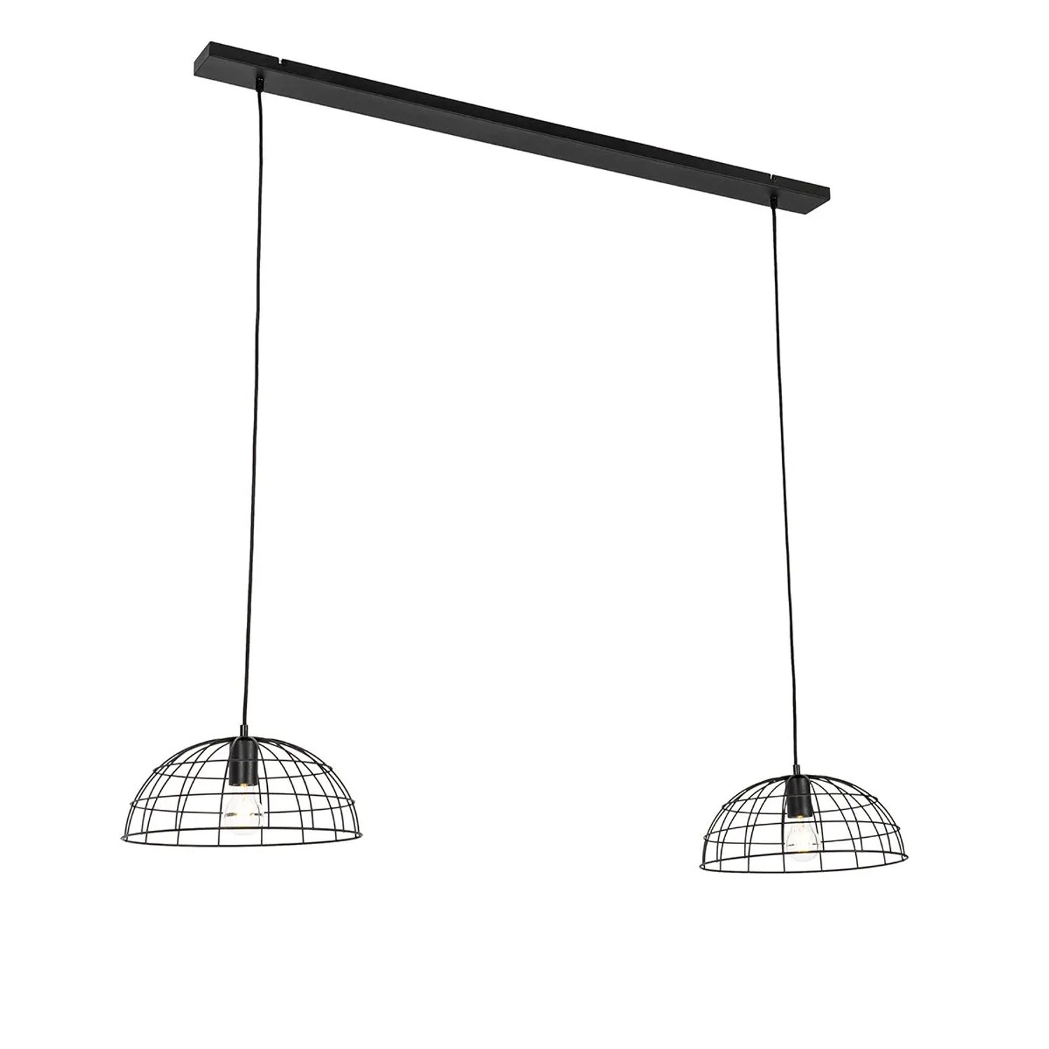 QAZQA Industrielle Hängelampe Schwarz 2-Lichter Hanze