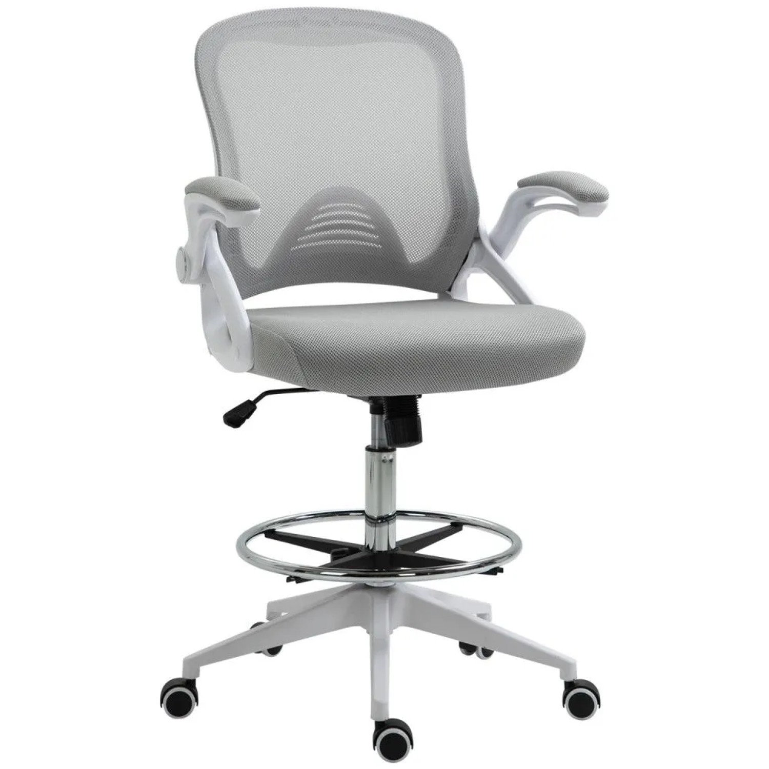 Vinsetto Bürostuhl Polyester Kunststoff 64L x 60B x 106-126H cm Hellgrau