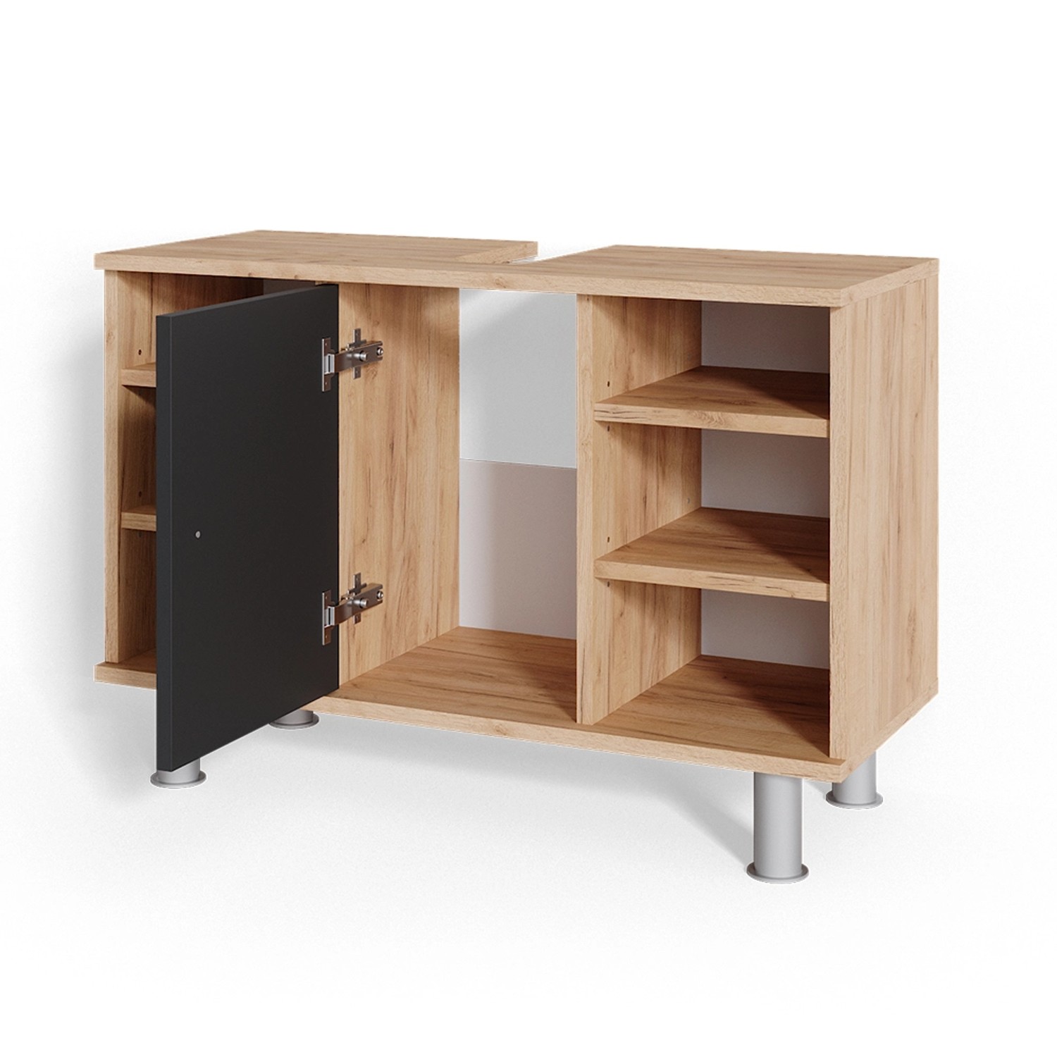 Vicco Waschbeckenunterschrank Fynn Anthrazit/Goldkraft Eiche 80 x 54 cm günstig online kaufen