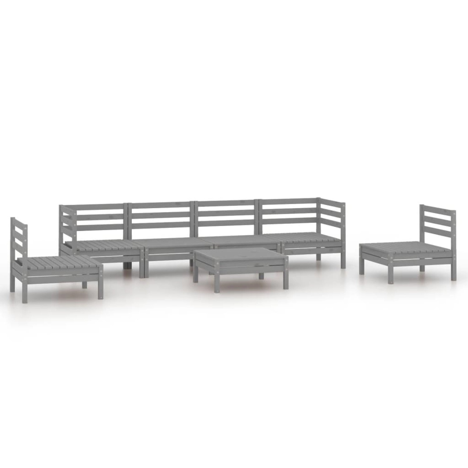 vidaXL 7-tlg Garten-Lounge-Set Grau Kiefer Massivholz Modell 24