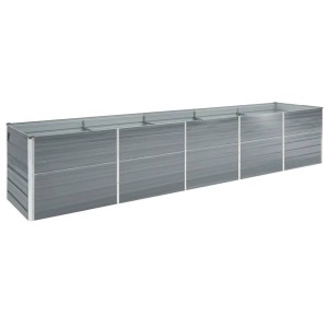 Graues vidaXL Garten-Hochbeet aus Stahl, 400x80x77 cm, ideal für Garten, Gemüse und Kräuter.