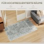 HOMCOM Kurzflor Teppich, grau-weiß mit modernem geometrischem Muster, auf Holzfußboden im Wohnzimmer.