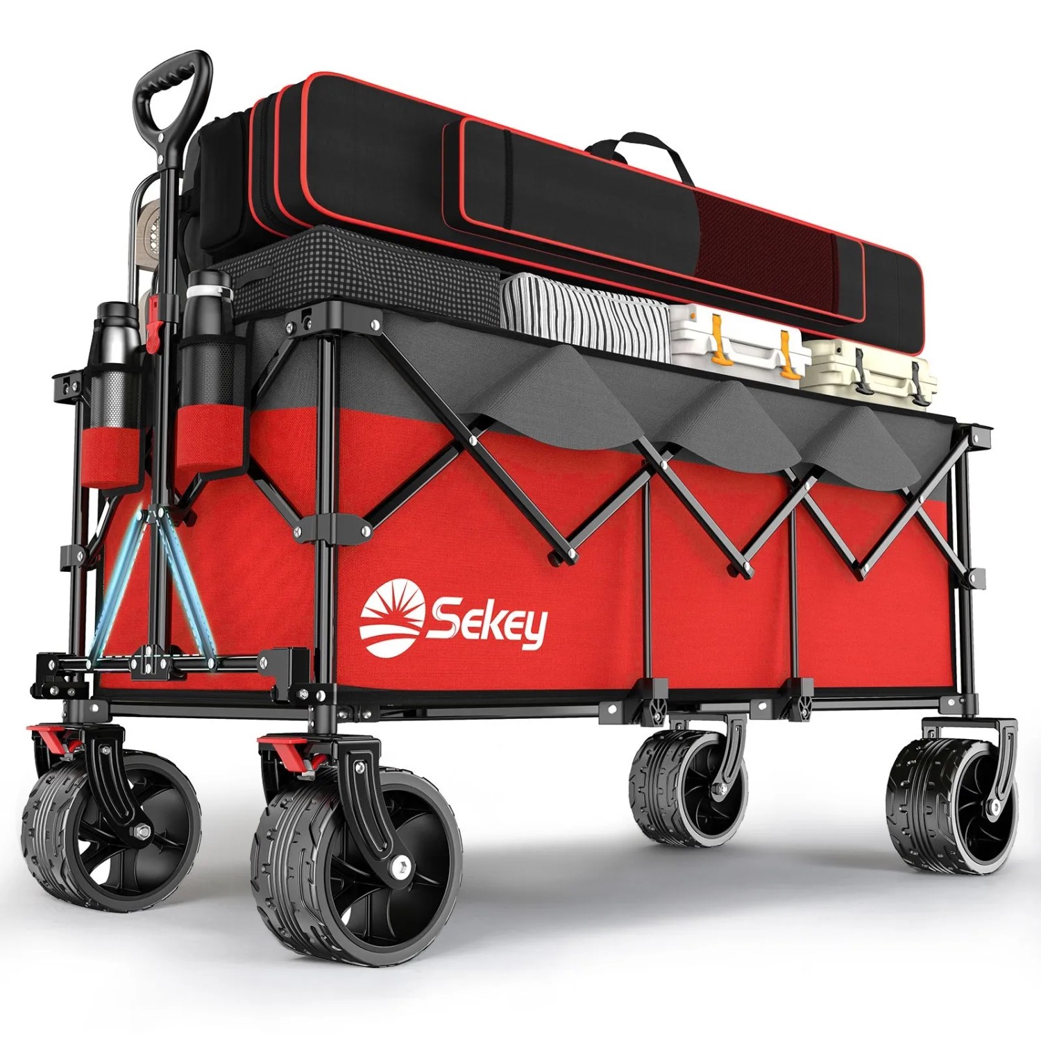 Sekey XXXL Bollerwagen Faltbar 200KG 300L Rot