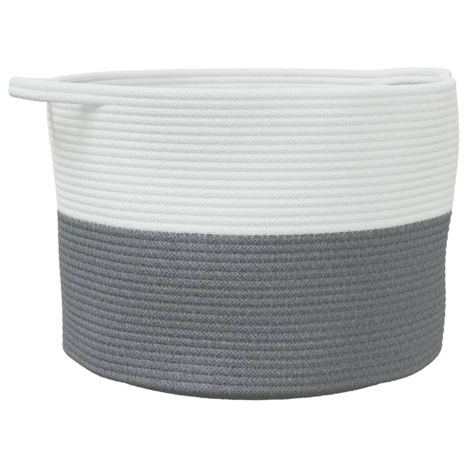 vidaXL Wäschekorb Grau und Weiß Ø55x36 cm Baumwolle 358469