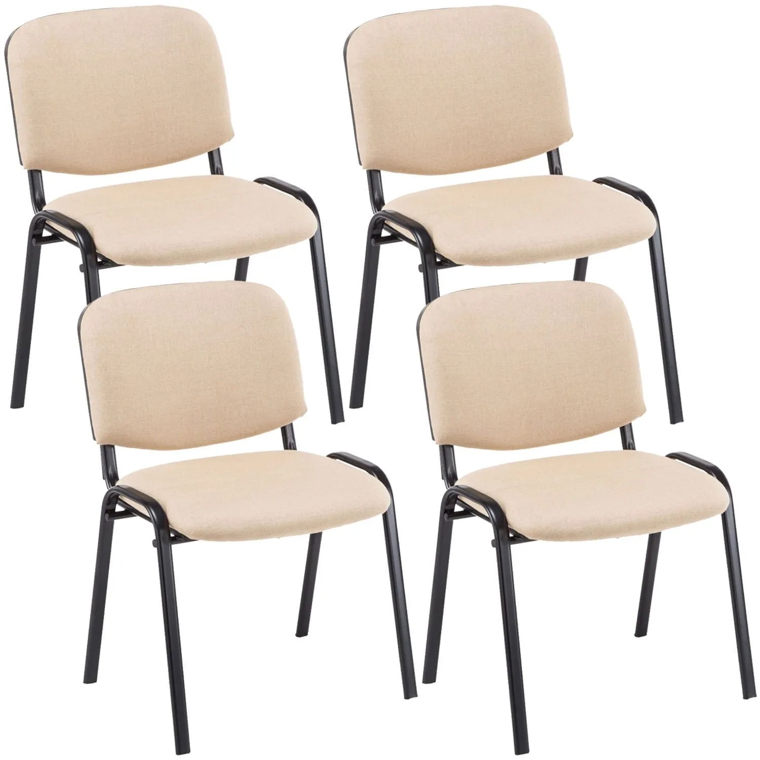 DELUKE 4er Set Besucherstuhl ZAGREB Stoff Creme 53x53x83cm Konferenzstuhl Wartezimmerstuhl Bürostuhl