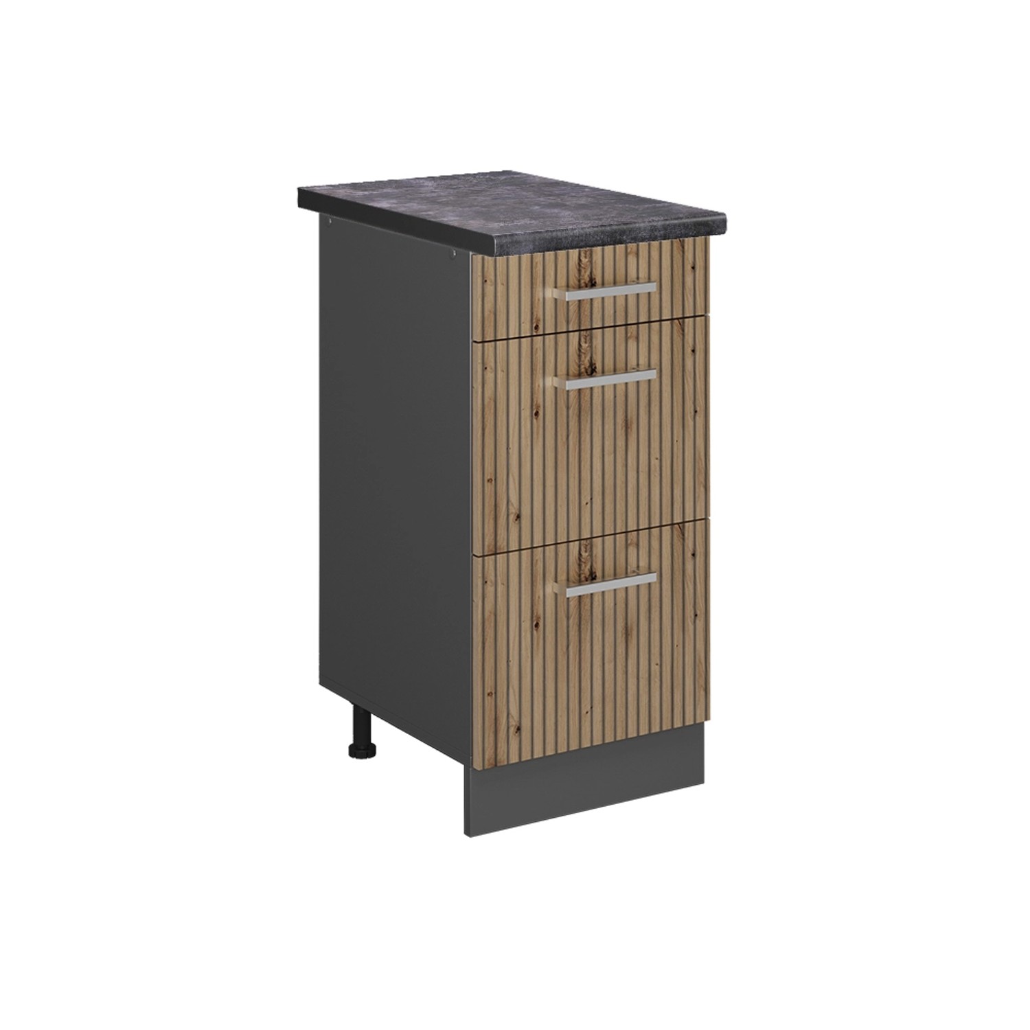 Vicco Küchenunterschrank R-Line Artisan-Eiche/Anthrazit 40 cm mit Schubladen AP Anthrazit