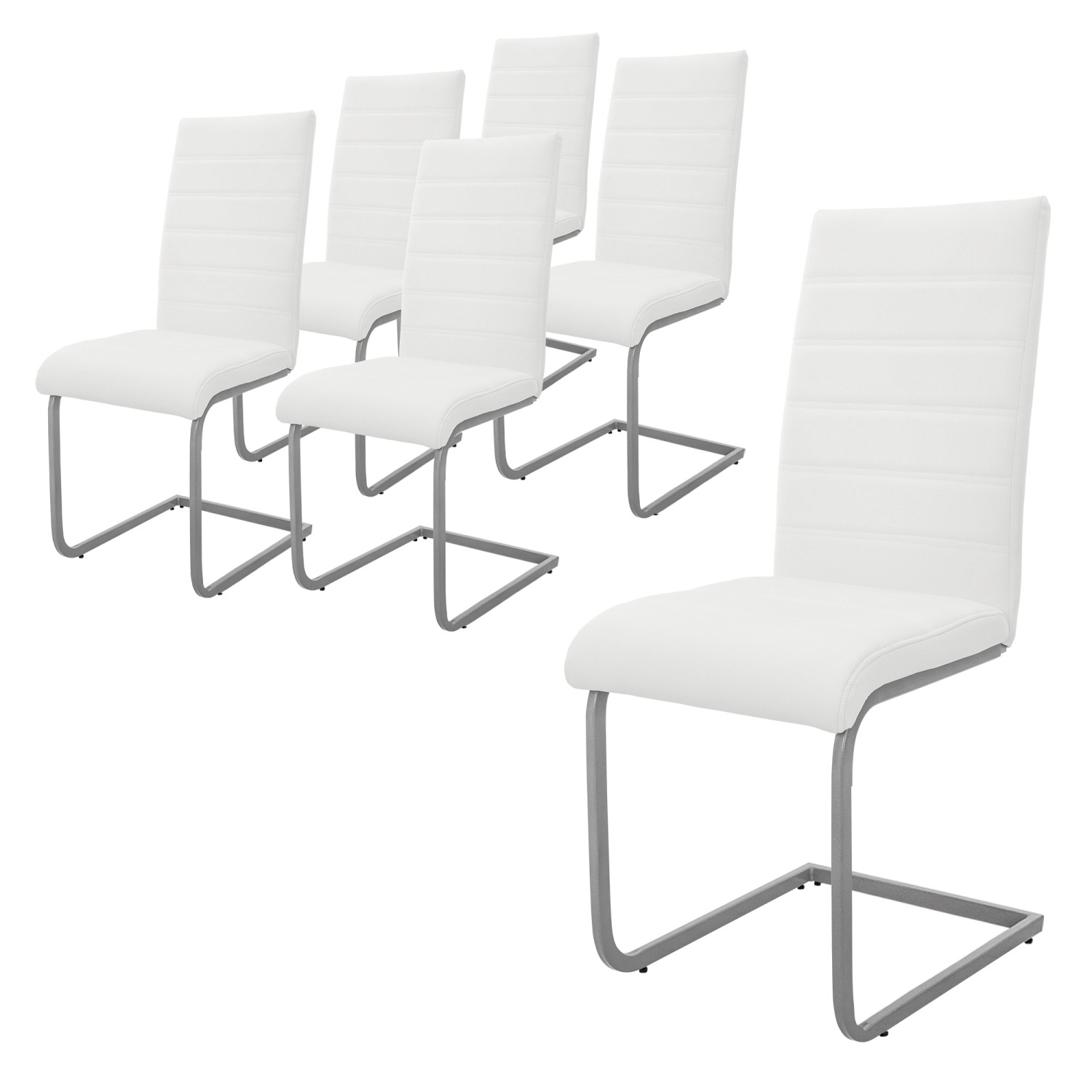 ML-Design Esszimmerstühle 6Er Set Weiß aus Kunstleder und Metall günstig online kaufen
