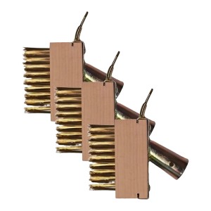 Relaxdays Fugenbürste Unkraut Buchenholz Eisen Natur 3er Set 12 x 14 x 3,5 cm