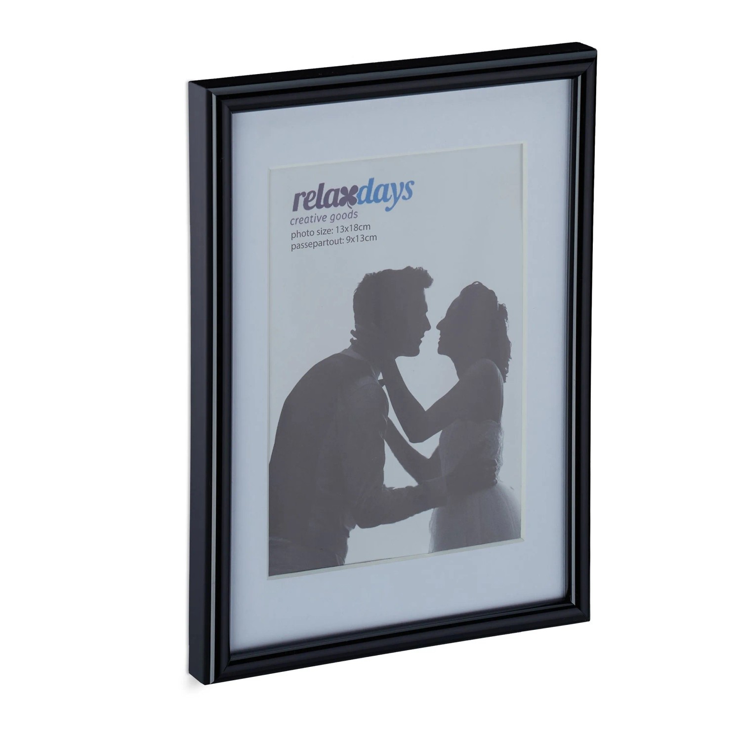 Relaxdays Bilderrahmen Kunststoff Glas MDF Schwarz 2er Set 13 x 18 cm