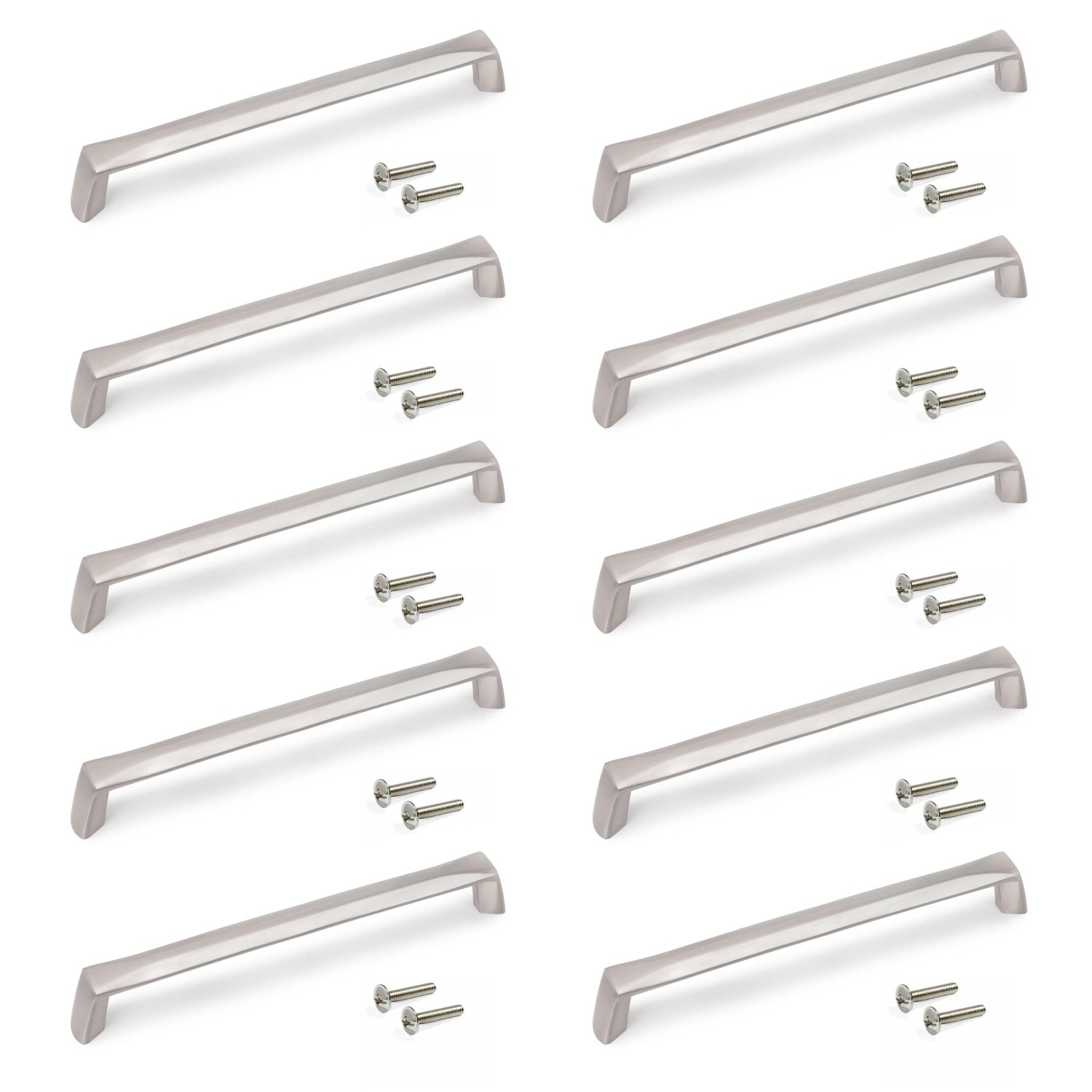 Emuca Lot von 10 Möbelgriffe Canton L142 mm 128 mm Achsenabstand Zamak Nickel Satiniert