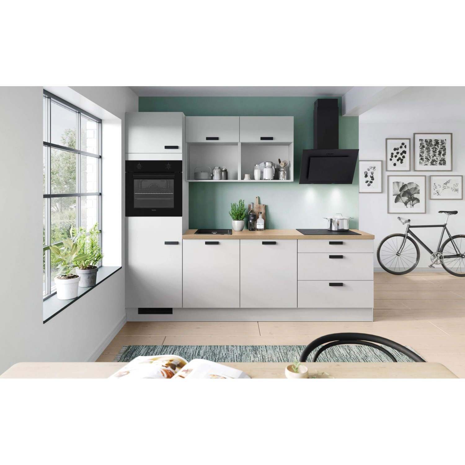Impuls Küchen Küchenzeile IBZ42602A 260 cm Space Grey