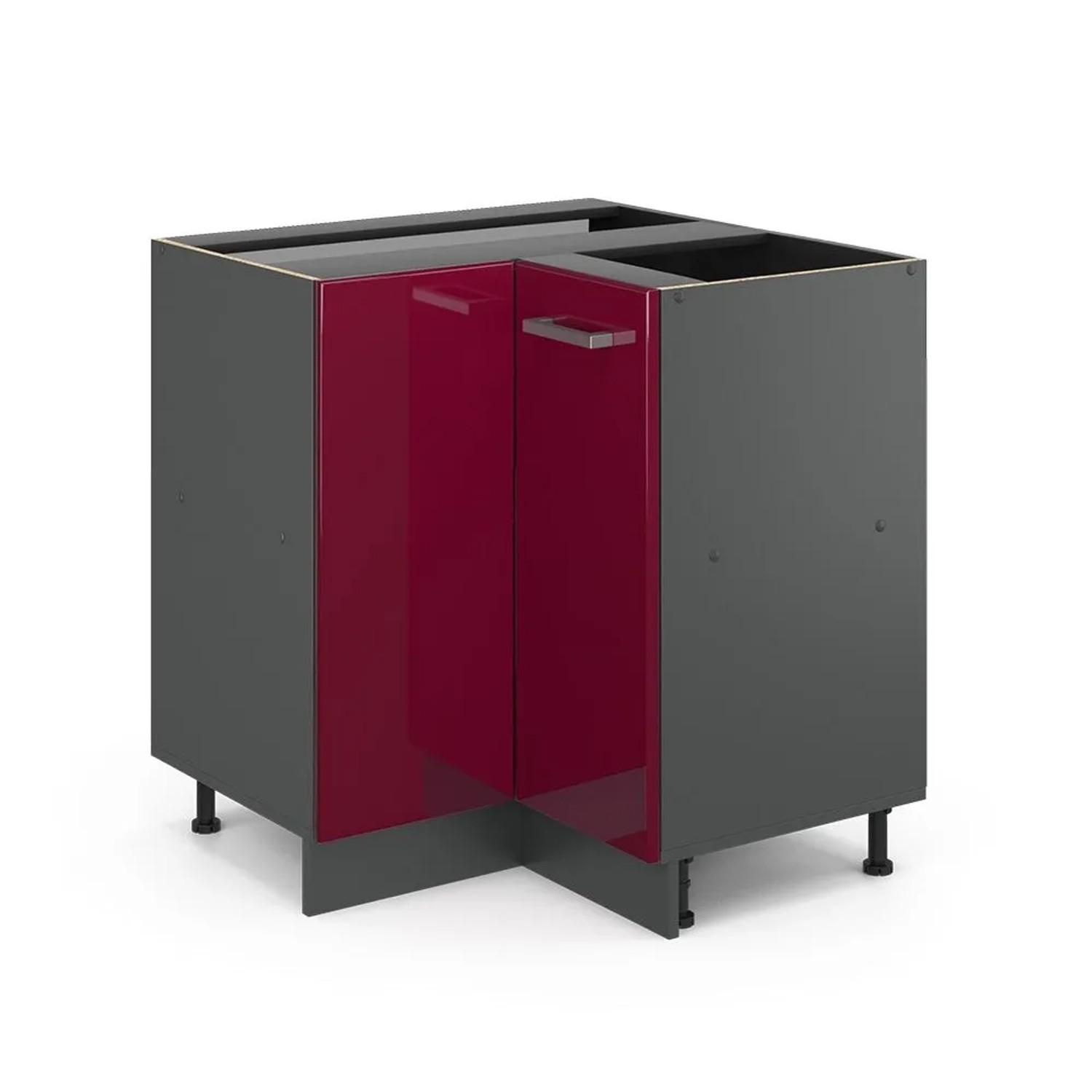 Vicco Eckunterschrank R-Line Rot Hochglanz 76 x 82 ohne Arbeitsplatte Opt2