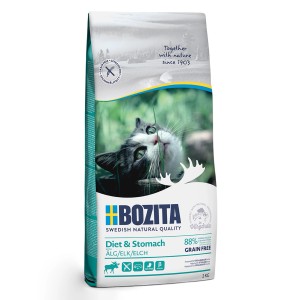 Bozita Katzen-Trockenfutter Diet & Stomach Elch, 2 kg Packung. Getreidefreies Katzenfutter mit Elch.