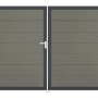 GroJa Steckzaun Tor Grande DIN Links DB Grau, 2-flügelig, mit Beschlagset und Aluminiumrahmen.
