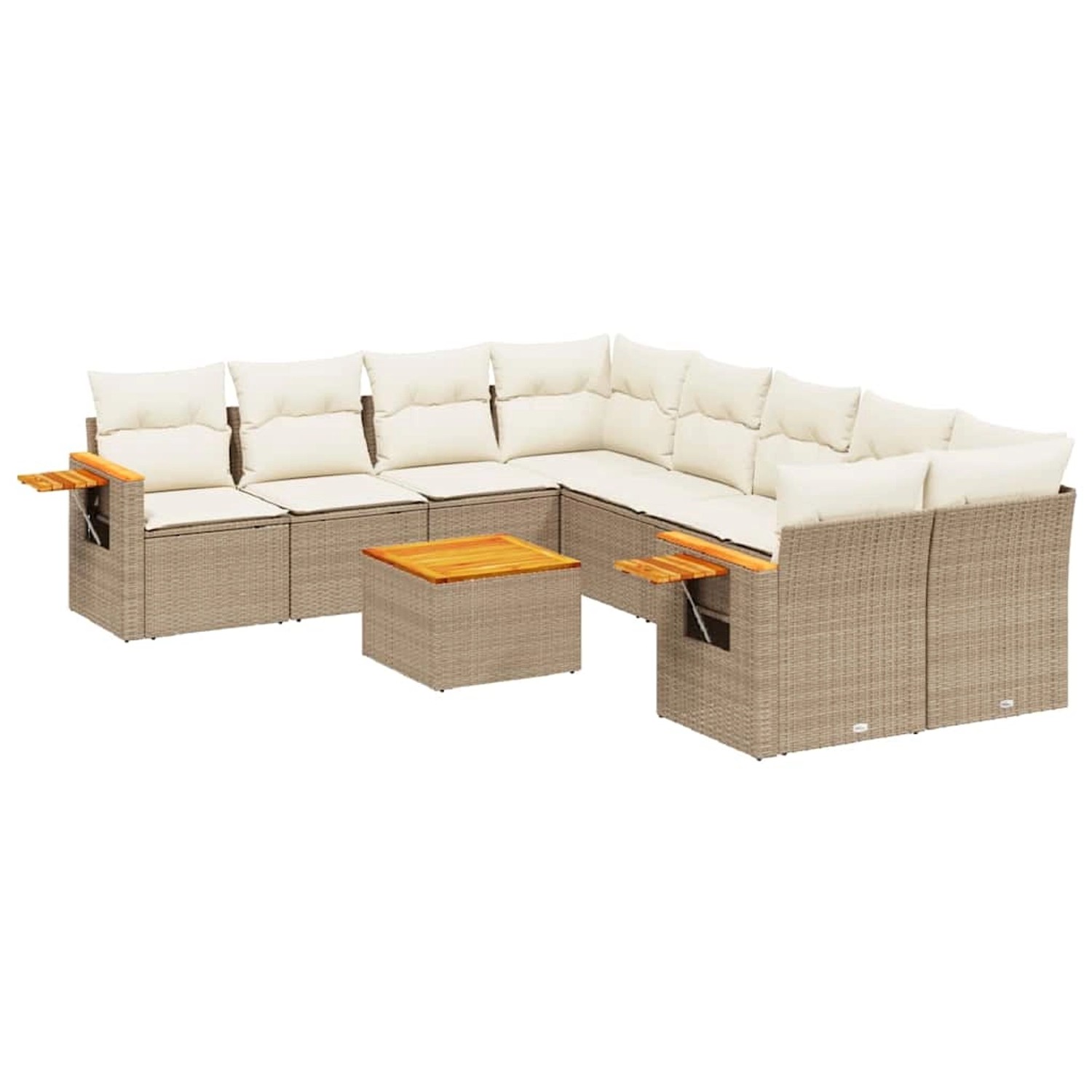vidaXL 9-Tlg Garten-Sofagarnitur mit Kissen Beige Poly Rattan 3226667 günstig online kaufen