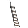 Minka Raumspartreppe Flex Hybrid: schwarze Metalltreppe mit 14 Eiche-Stufen für Innenbereiche.