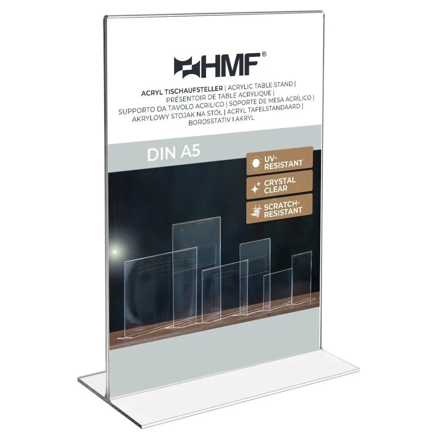 HMF 46921 Acryl Tischaufsteller Gerade DIN A5 Hochformat Glasklar