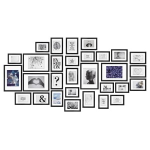 Bomoe Emotion Bilderrahmen Set, 30-teilig, schwarz, für Collagen und Wanddeko.