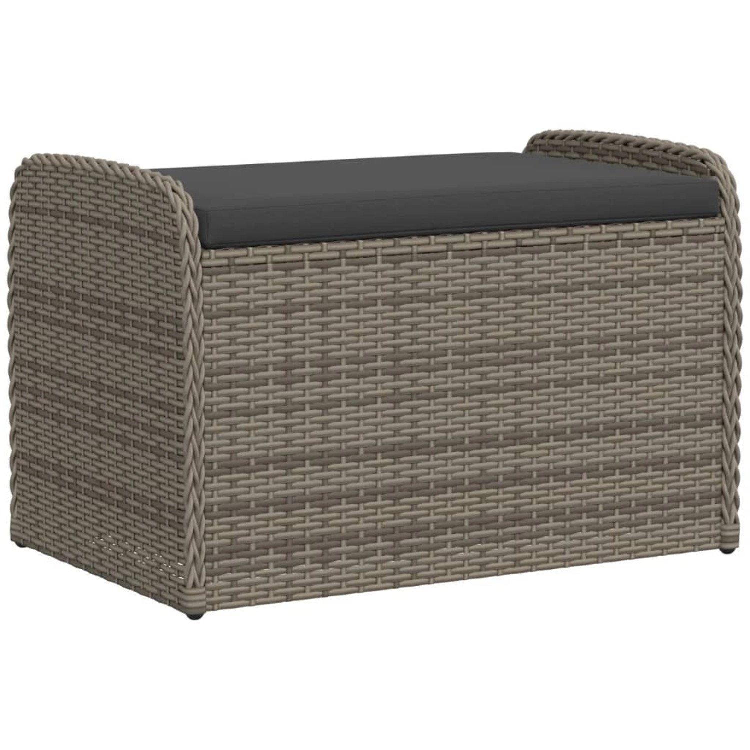 vidaXL Sitzbank mit Stauraum & Kissen Grau 80x51x52 cm Poly Rattan günstig online kaufen