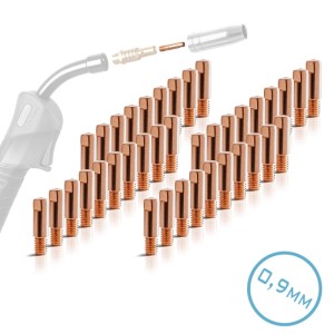 STAHLWERK MIG MAG Stromdüsen M6x25, 0,9 mm, aus Kupfer. Set Kontaktdüsen für Schweißgeräte Zubehör.