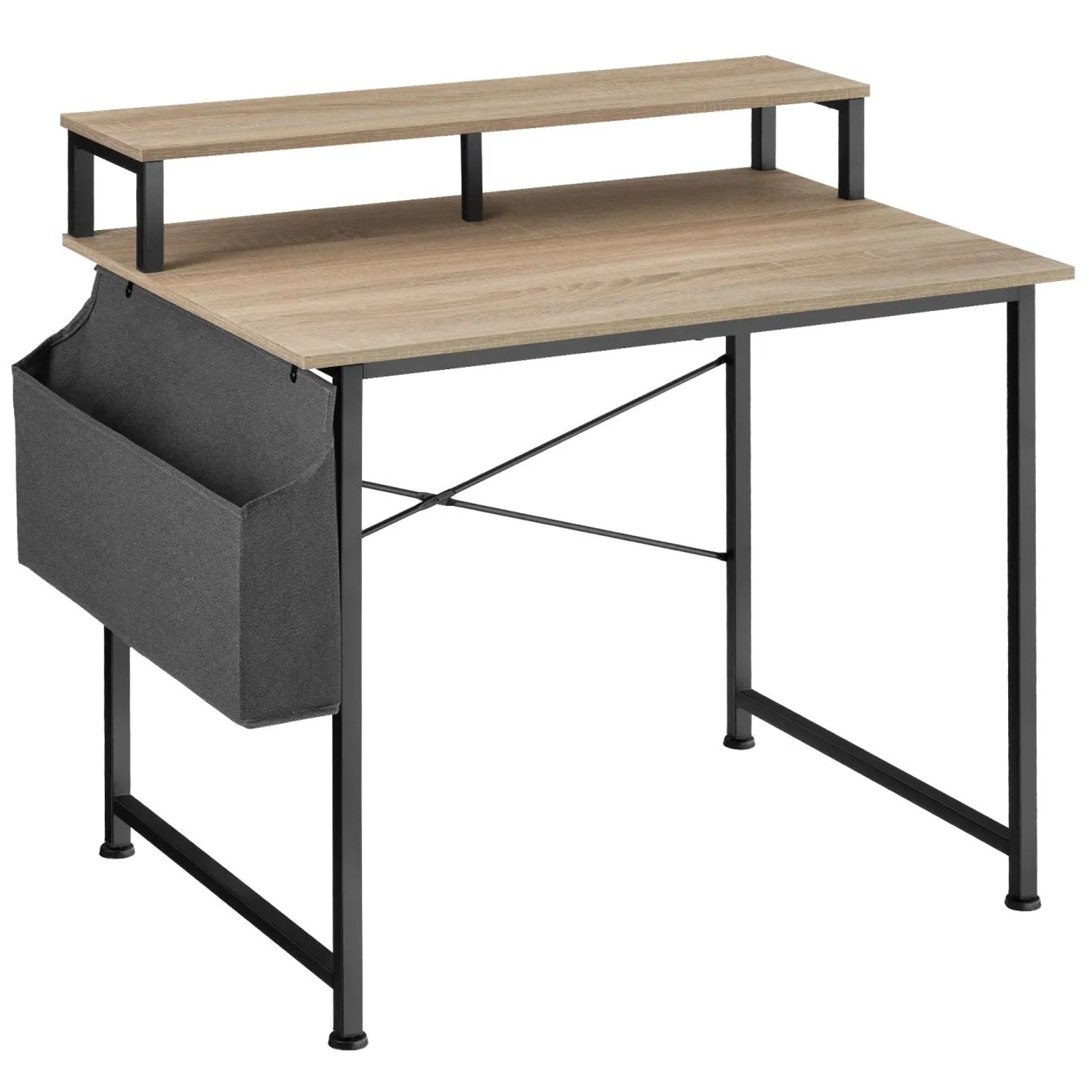 Tectake Schreibtisch Thornton Industrial Style Holz und Stahl  60 x 120 x 90 cm Industrial Holz Hell  Eiche Sonoma