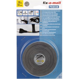 Fix-o-moll Power-Stretch-Band, schwarz, 10m x 19mm, selbstverschweißendes Isolierband.