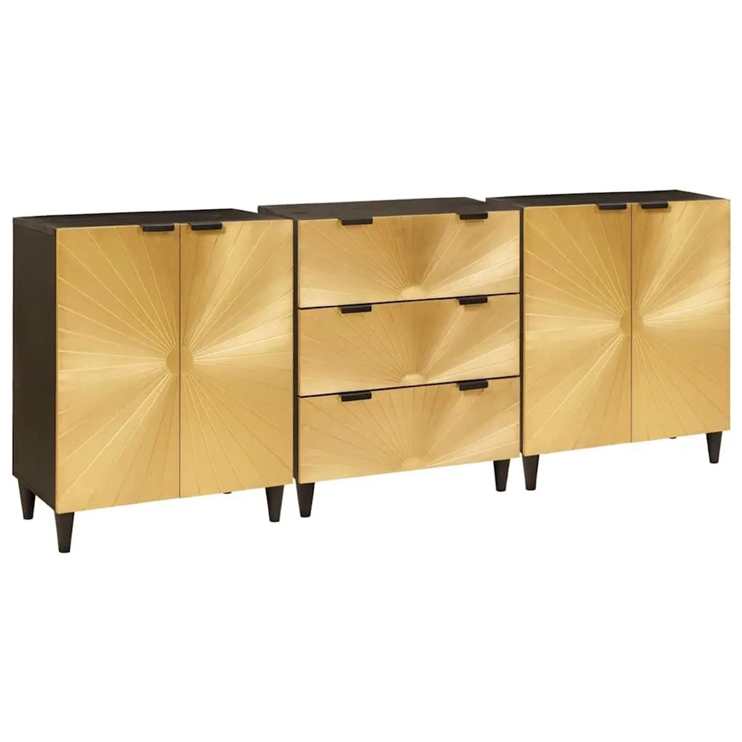 vidaXL Sideboard 3 Stk Schwarz und Gold 60 x 33 x 75 cm 3310023 günstig online kaufen