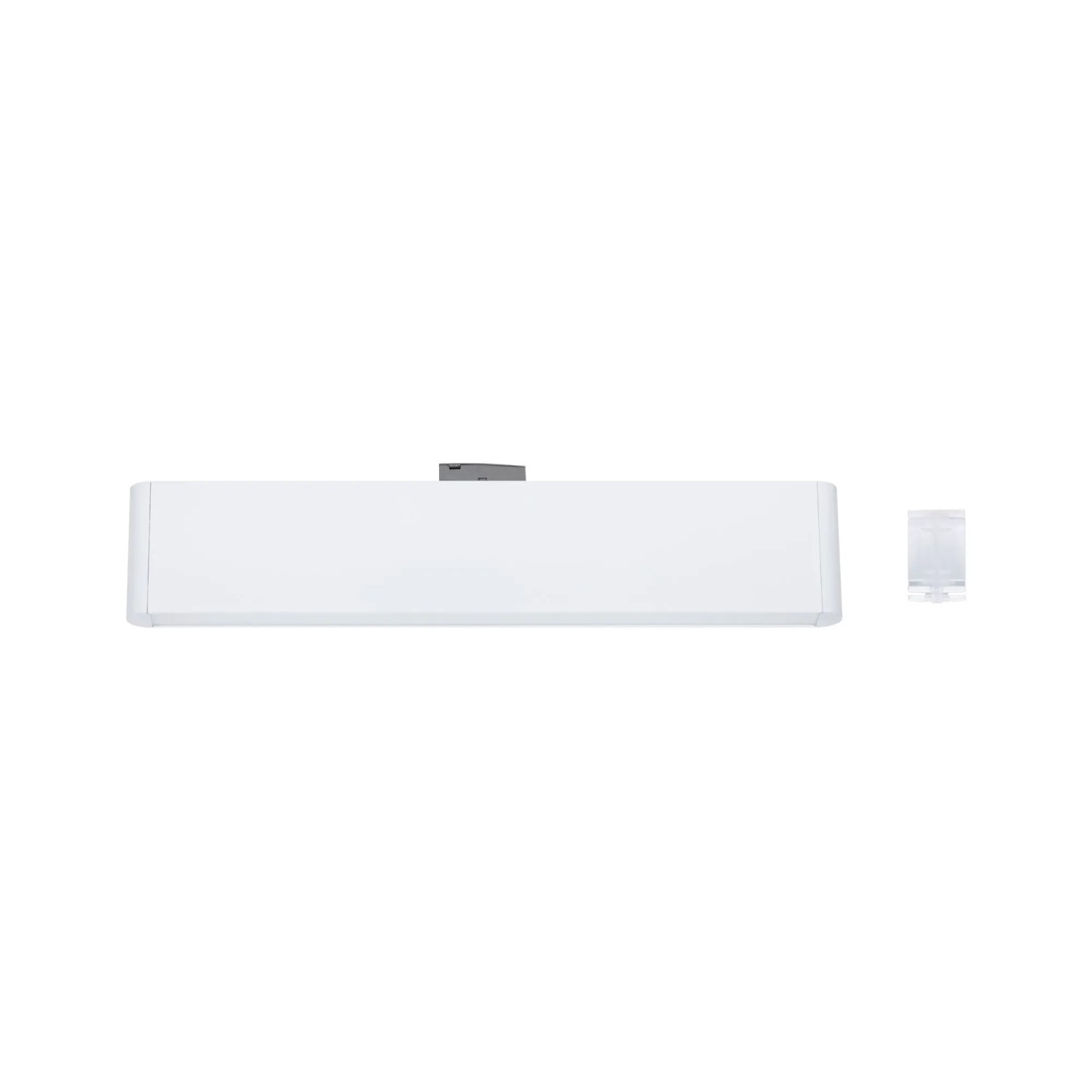 Weiße Paulmann Ceris URail LED-Lightbar aus Aluminium, dimmbar, mit neutralweißem Licht und Verbinder für Schienensysteme.
