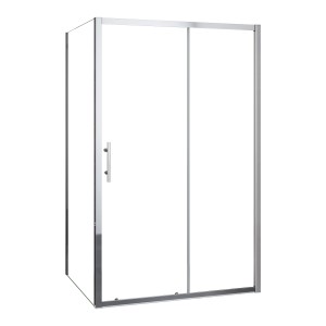 AICA Duschkabine 120x90cm mit Schiebetür, 5mm ESG Glas, chromglänzend. Dusche ohne Wanne.