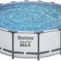 Bestway Stahlrahmen Pool Set, Ø 488 cm, mit Filterpumpe, Leiter und Abdeckplane.