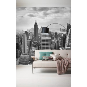 Komar Vlies Fototapete NYC Black and White mit Skyline von New York, 300x250 cm.