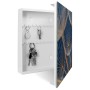 Weißer Banjado Schlüsselkasten mit Glasfront, Motiv Verblüht, 50 Haken, magnetisch und beschreibbar.