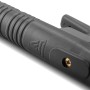 Robuster, ergonomischer Griff des STAHLWERK MMA ARC Elektrodenhalters. Schwarzes Kunststoffgehäuse mit geriffelter Oberfläche.