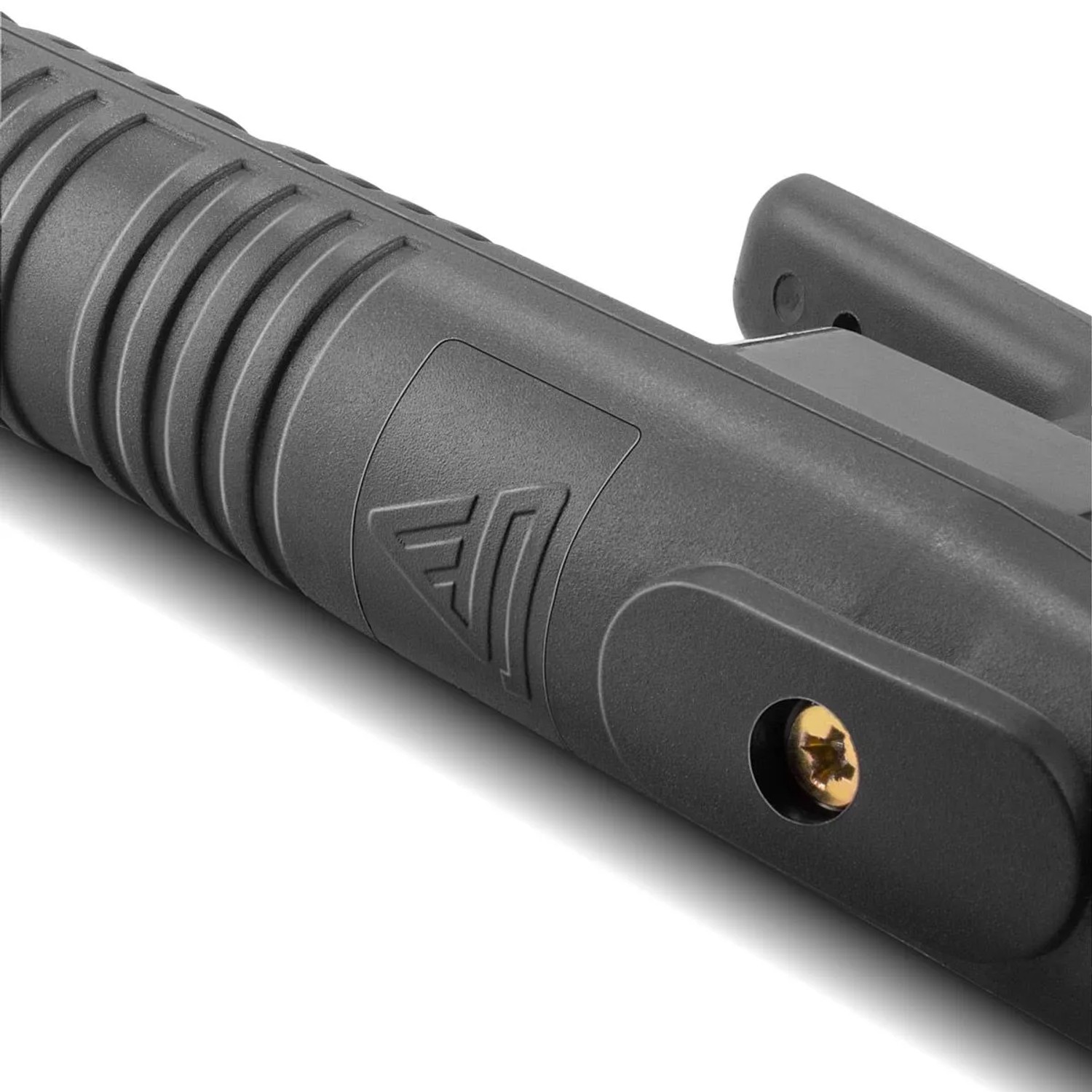 Robuster, ergonomischer Griff des STAHLWERK MMA ARC Elektrodenhalters. Schwarzes Kunststoffgehäuse mit geriffelter Oberfläche.